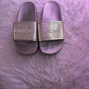 Bebe Metallic Slide Sandals